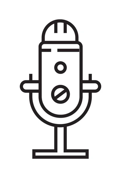 Nce Çizgi Biçiminde Mikrofon Ikonu Vektörü Şaretin Üstündeki Ses Ses — Stok Vektör