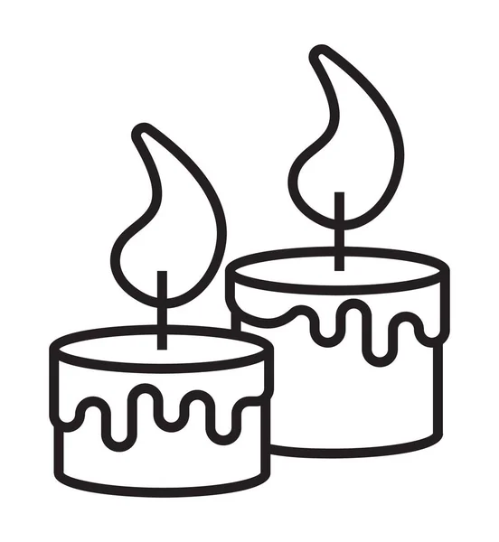 Свечи Вектора Иконы Стиле Тонкой Линии Две Свечи Горят Мемориал — стоковый вектор