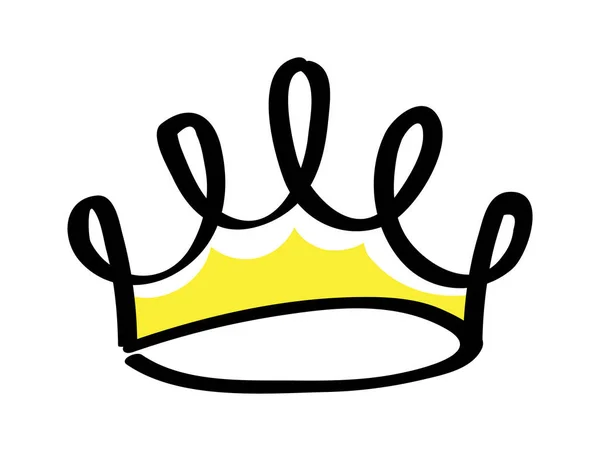 Karalama Stilinde Birinci Sınıf Taç Vektörü Kral Kraliçe Taslak Olarak — Stok Vektör