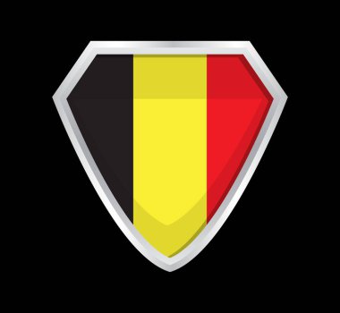 Belçika bayrağı vektörü. Belçika devletinin işareti. Kırmızı, siyah ve sarı çizgili kalkan