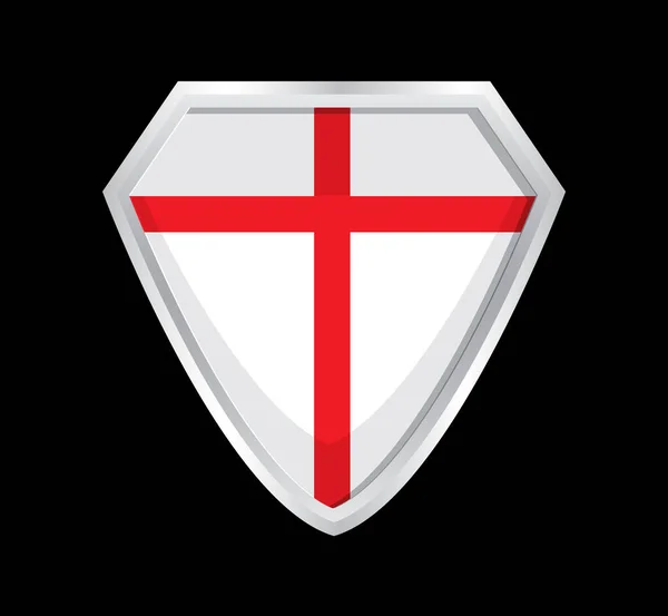 Вектор Флага Англии Знак Английского Государства Щит Белой Тканью Красным — стоковый вектор