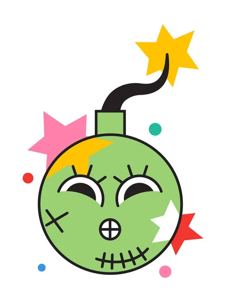 Crazy Face Sticker Vektor Abstrakte Comicfigur Mit Großem Wütenden Auge — Stockvektor