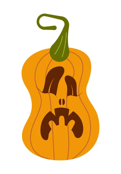 Citrouille Effrayant Halloween Visage Vecteur Citrouille Halloween Grimace Fantôme Des — Image vectorielle