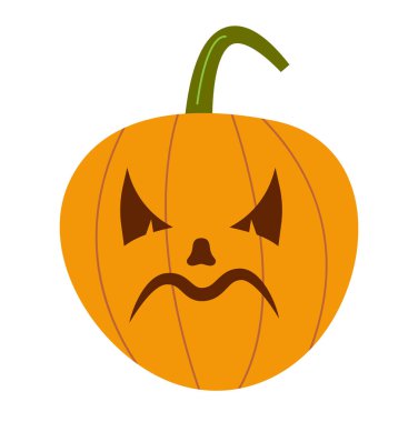 Korkunç Cadılar Bayramı yüz vektörü. Cadılar Bayramı balkabağı ya da hayalet buruşukluğu. Silüet tarzı korkunç gözler ve ağız. Duygular, makyaj için iskelet simgeleri, bir gece partisi..