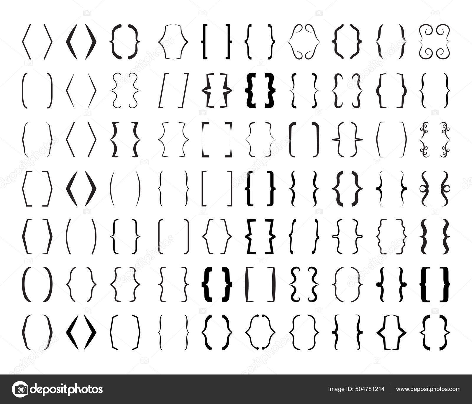 Curly Brace Set Vector Text Brackets Collection Messages Quotas Oval