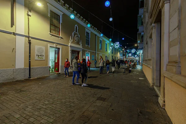 Laguna Tenerife Espanha Novembro 2020 Ruas Noturnas Decoradas Para Natal — Fotografia de Stock