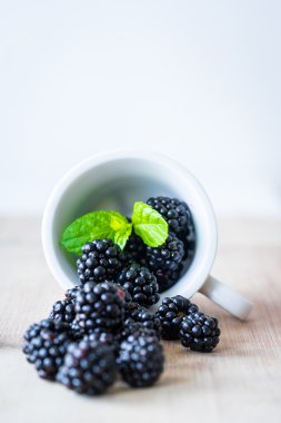 Böğürtlen küçük bir kap içinde.