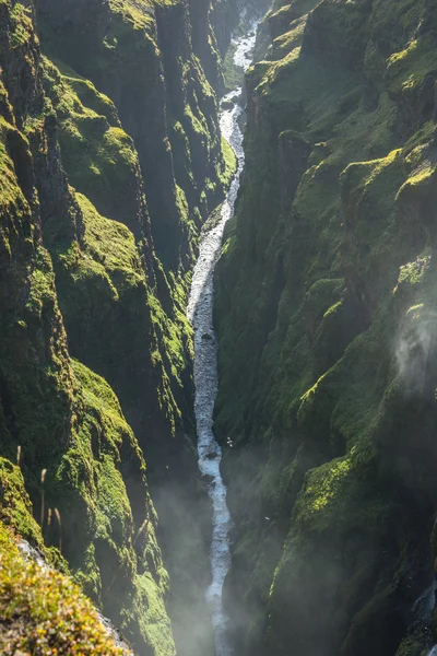 Aerial view of Glymur Waterfall - second highest waterfall of Iceland. — Stock Photo, Image