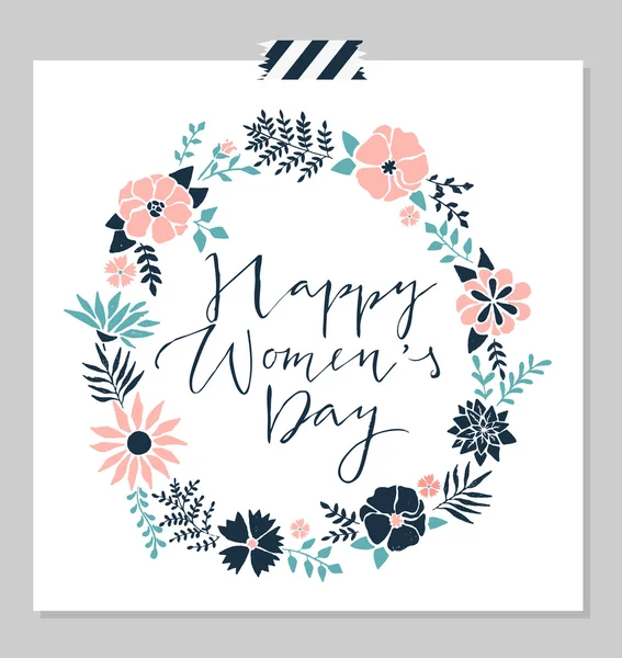 Tarjeta del Día de la Mujer Feliz — Vector de stock