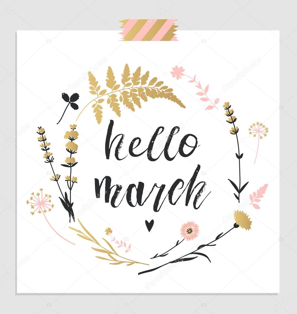 Hello March Card — Stock Vector © Artnis