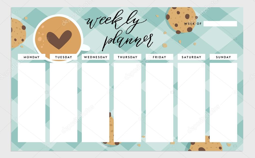 Cookie themed weekly planner template
