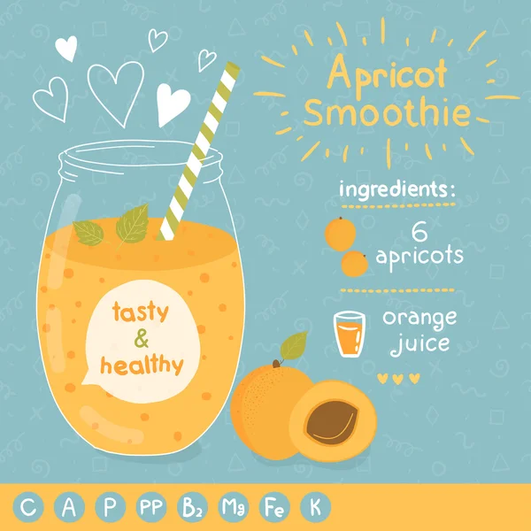 Marille Smoothie Rezept — Stockvektor