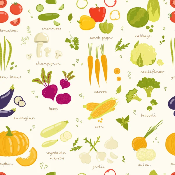 Assorted vegetables — Stock Vector