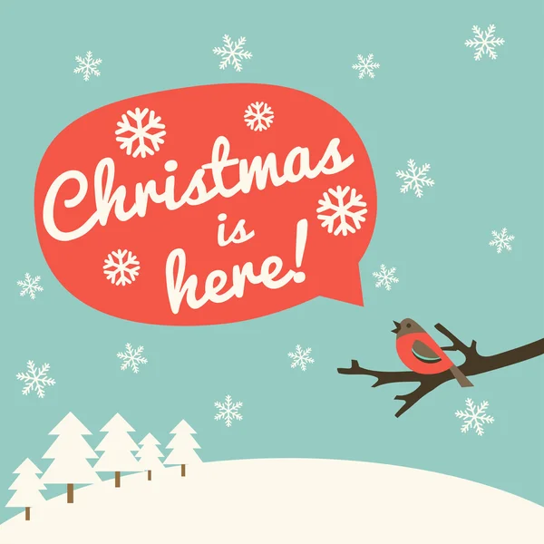 Weihnachtskarte mit Gimpel — Stockvektor