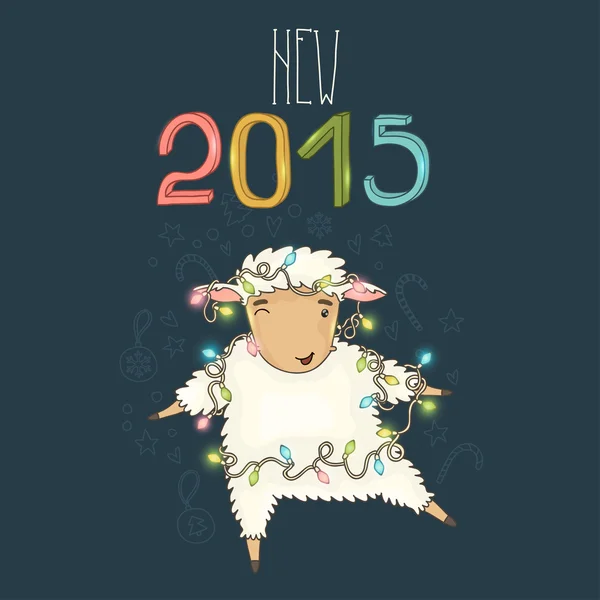 New Year with sheep — Stock Vector
