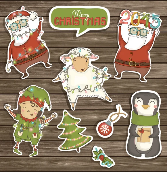 Personajes de dibujos animados de Navidad — Vector de stock