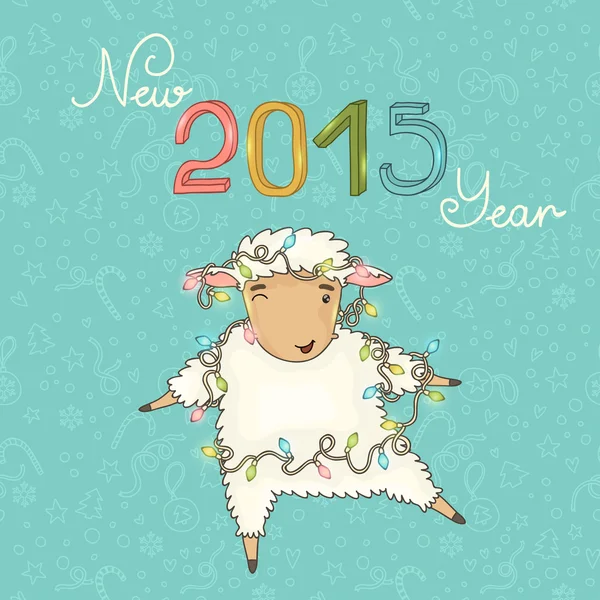New Year and  sheep — Stock Vector