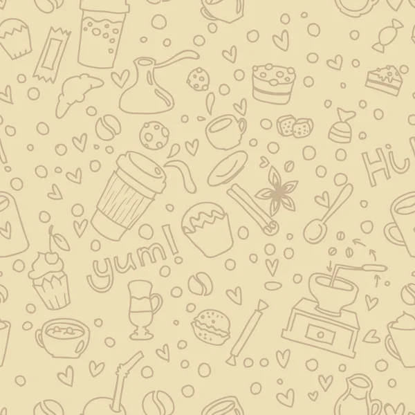 Doodle Kaffee nahtlose Muster — Stockvektor