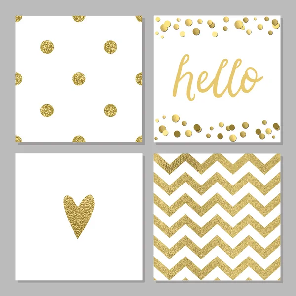 Cards with gold confetti glitter — Stock Vector