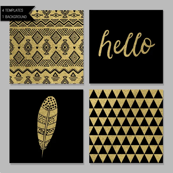 Plantillas de tarjetas de diseño dorado — Vector de stock