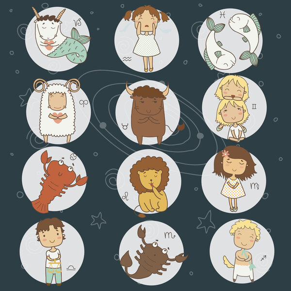 Cartoon zodiac set