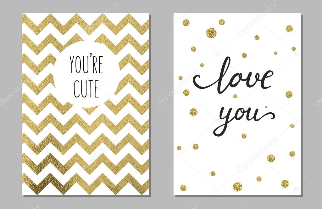 Cards with gold сonfetti glitter