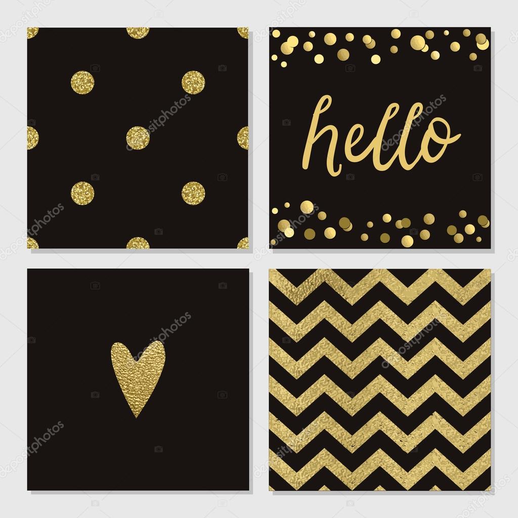 Cards with gold confetti glitter