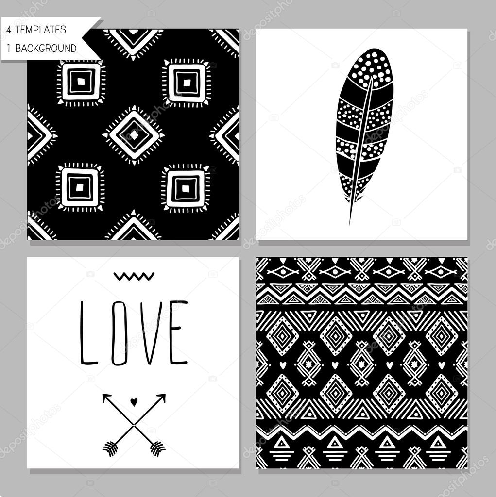 Black and white design card templates Stock Vector Image by ©artnis