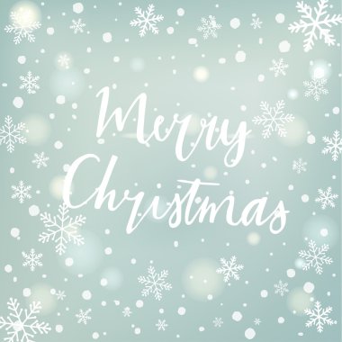 kar taneleri ile neşeli Noel tebrik kartı