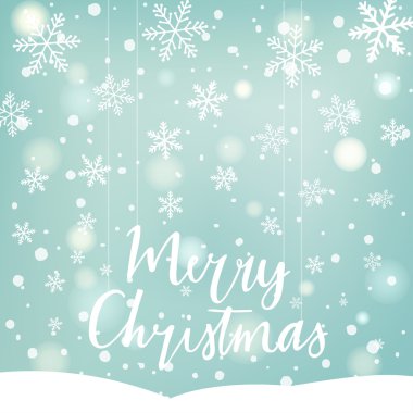 kar taneleri ile neşeli Noel tebrik kartı