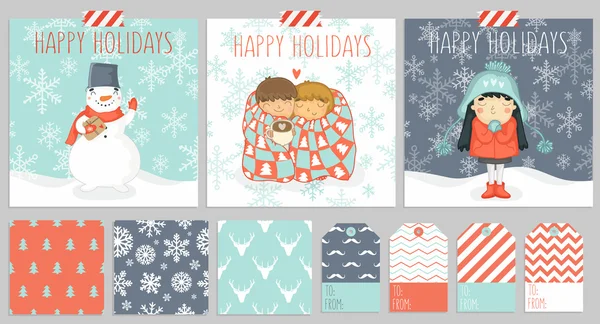 Big set  of Christmas cards — Stock Vector