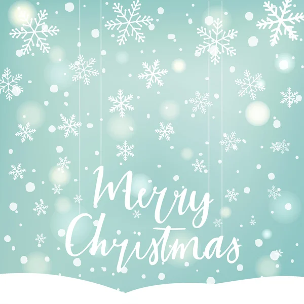Joyeux Noël Carte de voeux avec flocons de neige — Image vectorielle
