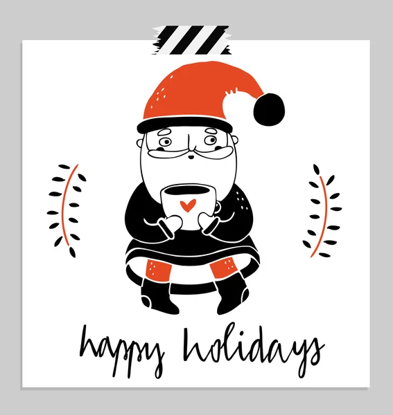 Santa Claus with cup of hot tea — Stock Vector