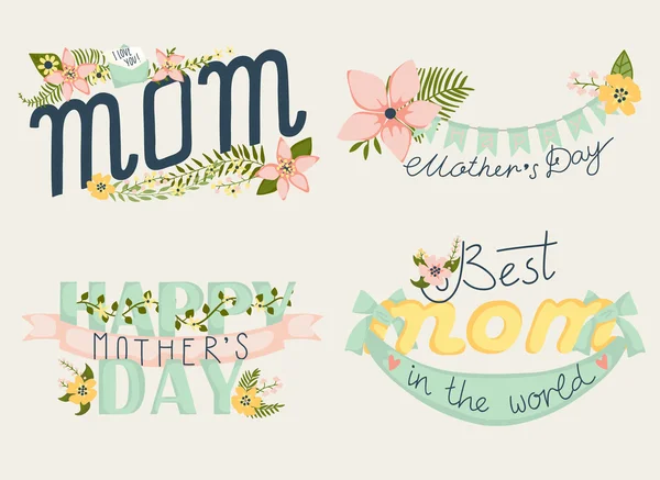Elementos de diseño floral para el Día de la Madre — Vector de stock
