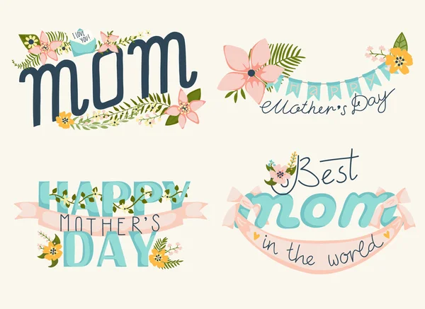 Elementos de diseño floral para el Día de la Madre — Archivo Imágenes Vectoriales