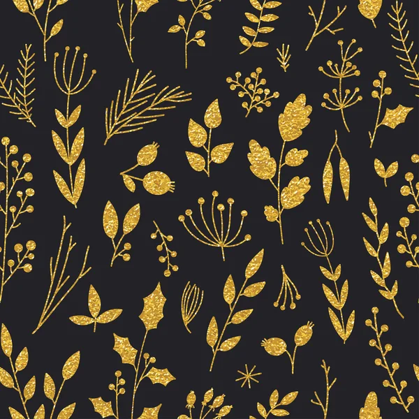 Patrón floral dorado inconsútil — Archivo Imágenes Vectoriales