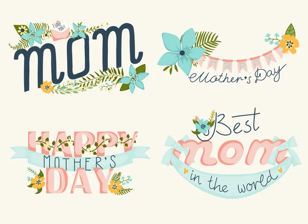 Elementos de diseño floral para el Día de la Madre — Vector de stock