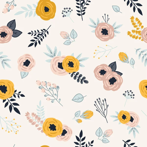 Seamless pattern with spring flowers. — Stock Vector
