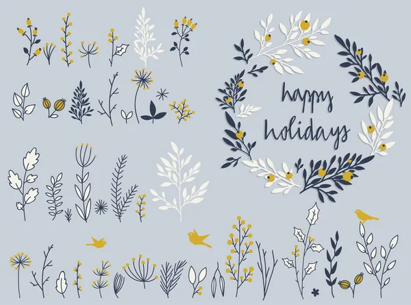 Holiday set of  flowers and herbs — Stock Vector