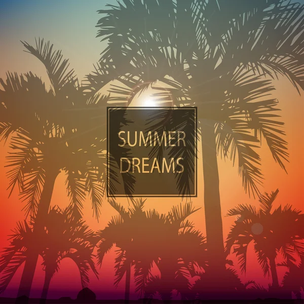 Summer background with palm trees — Stock Vector