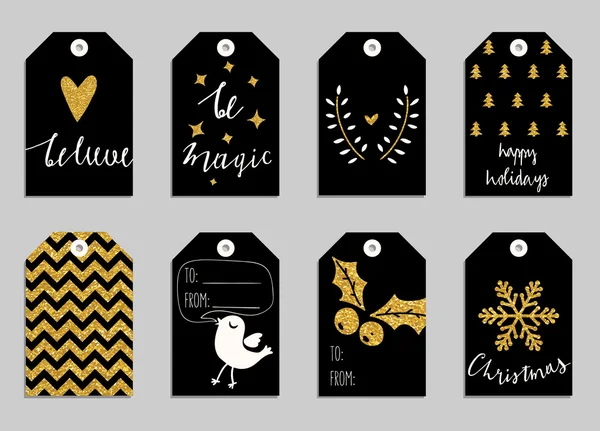 Christmas and New Year  gift tags — Stock Vector