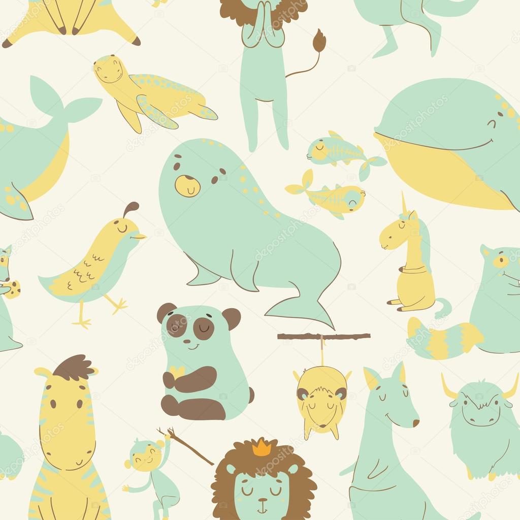 Childish seamless pattern with animals