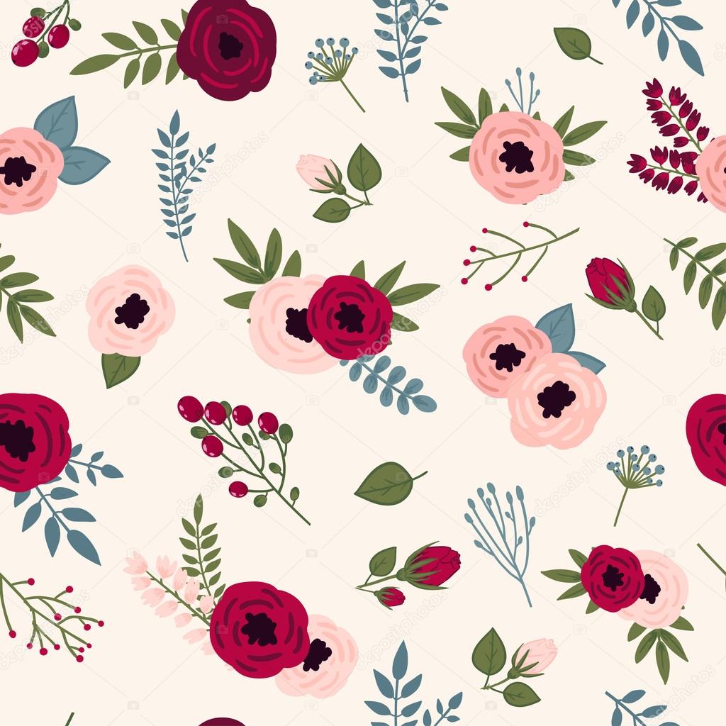 seamless pattern with spring flowers.