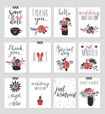 Collection of 12 cute card templates