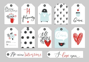 Valentine day cute gift tags clipart