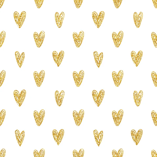 Polka dot gold hearts pattern — Stock vektor