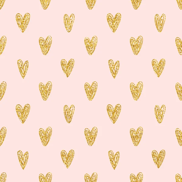 Polka dot gold hearts pattern — Stok Vektör