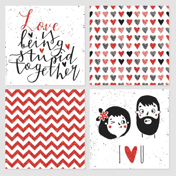 Lindas tarjetas para el día de San Valentín — Vector de stock