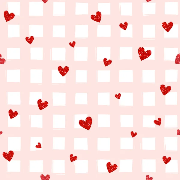 Red glittering heart confetti — ストックベクタ