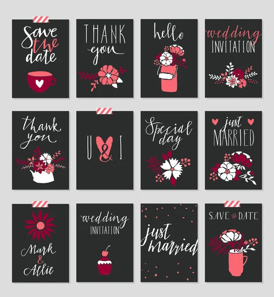 Collection of 12 cute card templates — Stockvector